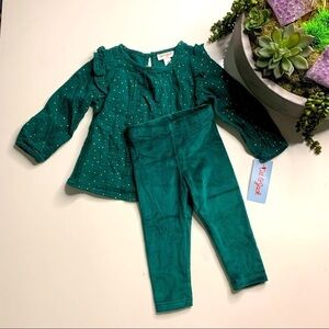 Cat & jack emerald green 2 piece set nwt evergreen top bottom 18 months